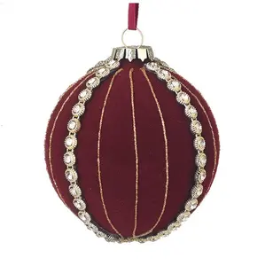 DEEP RED SPARKLE GLASS BAUBLE SML