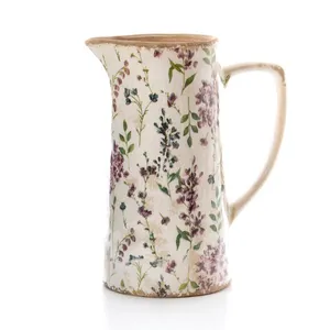 Distressed Decorative Ceramic Small Floral Tall Jug - image 1