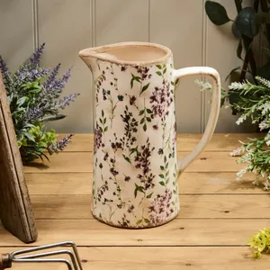 Distressed Decorative Ceramic Small Floral Tall Jug - image 2