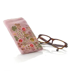 Ditsy Floral Velvet Fabric Embroidery And Glass Beads Glasses Case - image 2