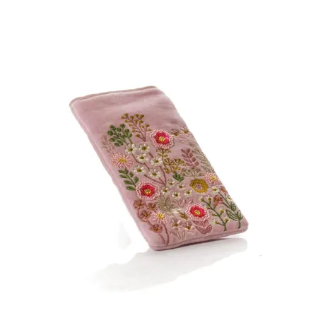 Ditsy Floral Velvet Fabric Embroidery And Glass Beads Glasses Case - image 3