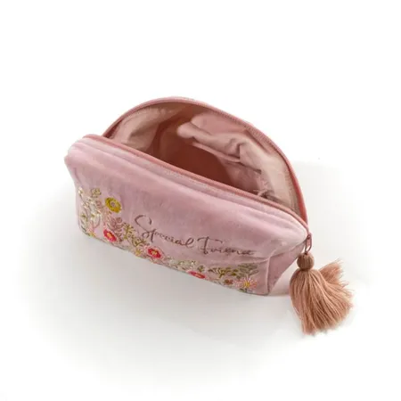 Ditsy Floral Velvet Fabric Embroidery And Glass Beads Special Friend Rectangular Make Up Bag - image 2