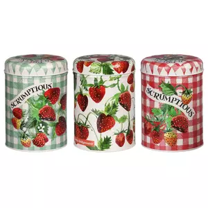 Emma Bridgewater - Strawberries Set 3 round Caddies - image 1