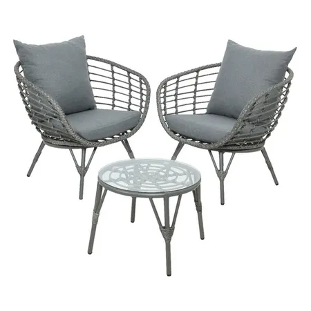 Evora Wicker Bistro Set - Grey