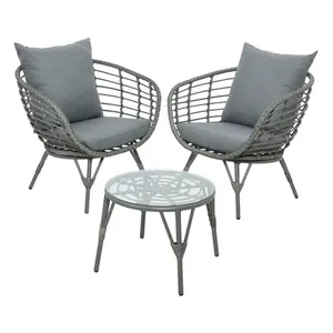 Evora Wicker Bistro Set - Grey