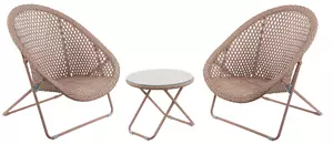 Faux Rattan Folding Lounge Set - Copper