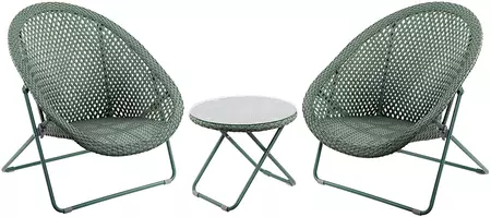 Faux Rattan Folding Lounge Set - Green