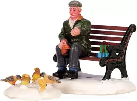 FEEDING PIGEONS,  SET OF 2
