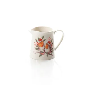 Festive Robin With Berries Stoneware Milk Jug - image 2