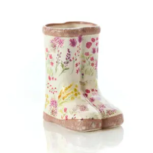 FLORAL WELLY BOOT CERAMIC PLANTER - image 1