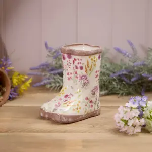 FLORAL WELLY BOOT CERAMIC PLANTER - image 2