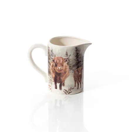 Frosted Highland Cow Scene Ceramic Jug - image 2