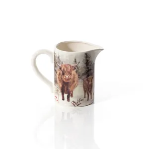 Frosted Highland Cow Scene Ceramic Jug - image 2