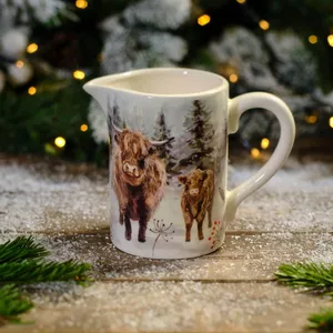 Frosted Highland Cow Scene Ceramic Jug - image 3