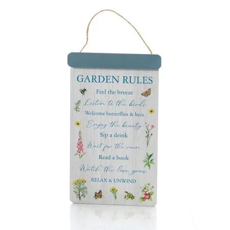 Garden Rules With Wildflower Design Hanging Plaque - image 1