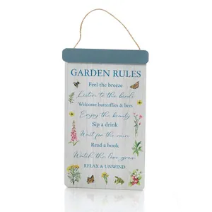 Garden Rules With Wildflower Design Hanging Plaque - image 1