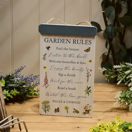 Garden Rules With Wildflower Design Hanging Plaque - image 2