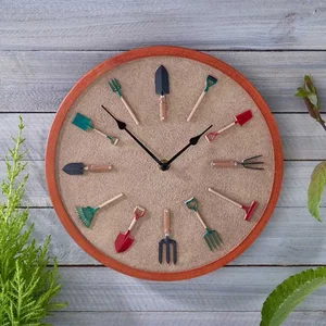Garden Tools 12" Clock - Clay