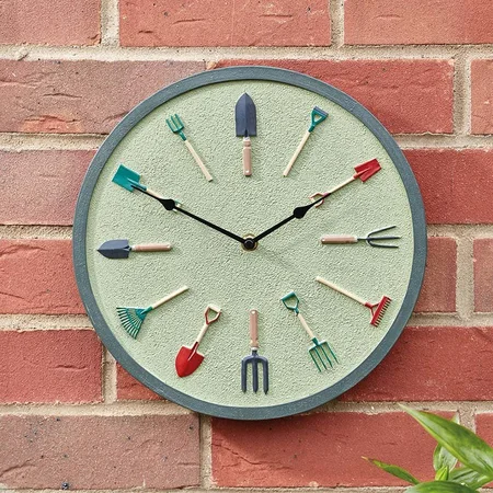 Garden Tools Wall Clock – Sage (12”)