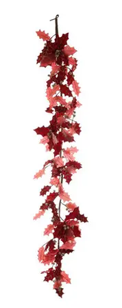 Garland - Holly Leaves - Red/Gold - L182cm