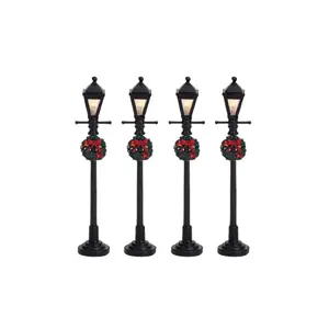 GAS LANTERN STREET LAMP,  SET OF 4, BATTERY OPERATED (4.5V)
