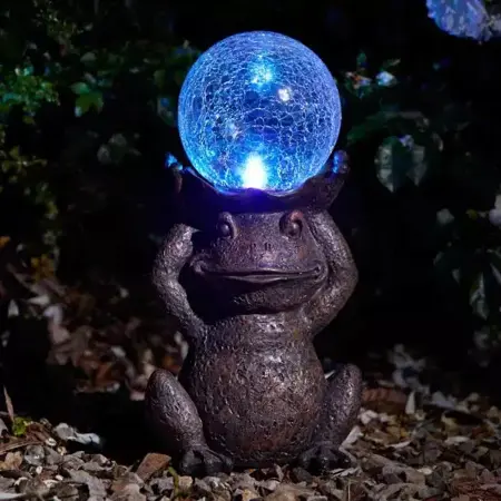 Gazing Frog Solar Lit Garden Ornament - image 1