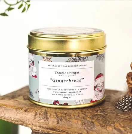Gingerbread (All Things Jolly Sage Green) Candle in a Matt Gold Tin - image 1
