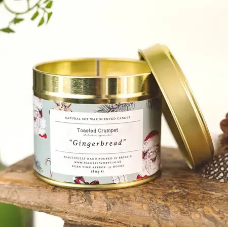 Gingerbread (All Things Jolly Sage Green) Candle in a Matt Gold Tin - image 2