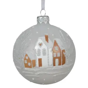 Glass Bauble with Natural Houses – 8cm