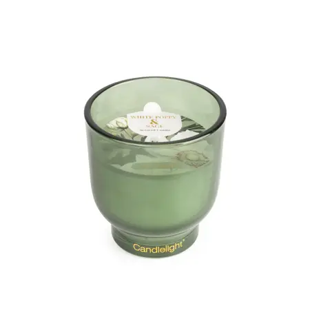 Glass Footed Candle White Poppy & Sage - image 2