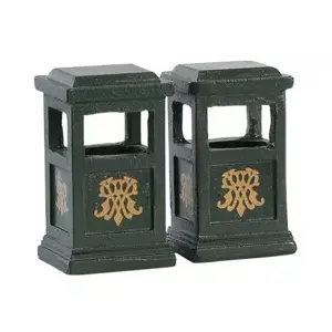 GREEN TRASH CAN,  SET OF 2