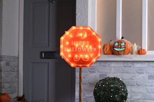 Halloween 100cm Lit Orange HAPPY HALLOWEEN Sign - image 1
