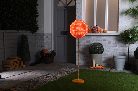 Halloween 100cm Lit Orange HAPPY HALLOWEEN Sign - image 2