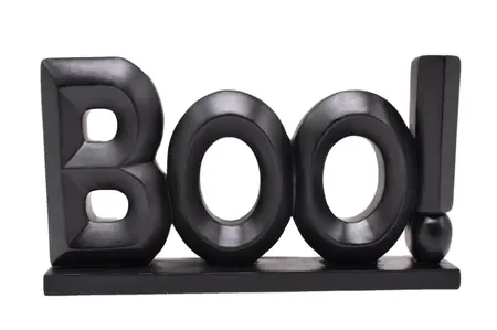 Halloween 21cm Polyresin Black BOO Words