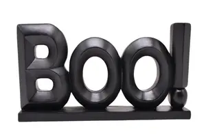 Halloween 21cm Polyresin Black BOO Words