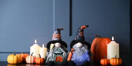 Halloween 26cm 2 Assorted Battery Operated Battery Operated Lit Sitting Witch Gonk - image 1
