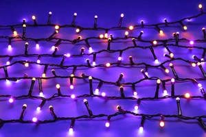 Halloween 500 Glow-Worm Lights -Purple & Orange