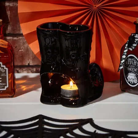 Halloween Witch Boots Wax Melt Burner Black Cutout Ceramic - image 1