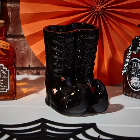 Halloween Witch Boots Wax Melt Burner Black Cutout Ceramic - image 2