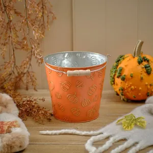 Harvest Home Embossed Pumpkin Metal Bucket