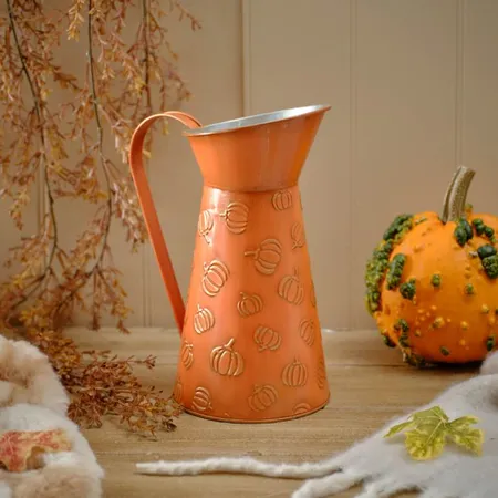 Harvest Home Embossed Pumpkin Metal Jug - image 2