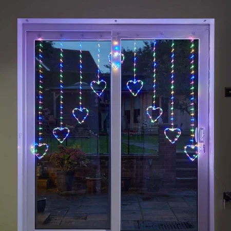 Heart Curtain Lights - Multicoloured, LV