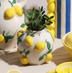 Hestia 12cm White Vase With Lemons - image 3