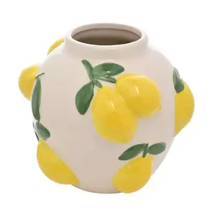 Hestia 12cm White Vase With Lemons - image 1