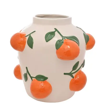 Hestia 23cm White Vase With Oranges - image 1