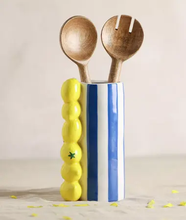 Hestia Lemon Vase With Blue Stripes - image 2