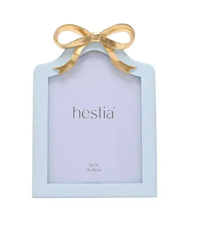 Hestia Soft Blue with Gold Ribbon Photo Frame - 5" x 7" - image 1