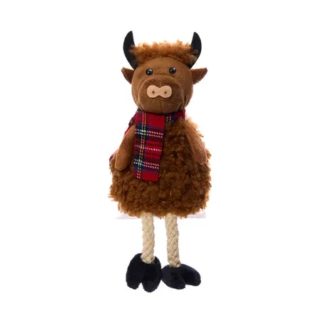 Highland Cow With Tartan Scarf Shelf Sitter - image 1