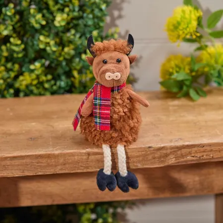 Highland Cow With Tartan Scarf Shelf Sitter - image 2