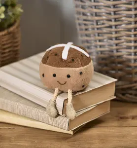 HOT CROSS BUN NOVELTY SHELF SITTER WITH DANGLY LEGS